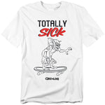 White t-shirt with 'Totally Sick' and Gremlins graphic on a white background
