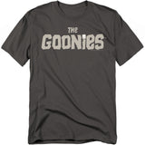 Gray t-shirt with 'The Goonies' logo on a white background