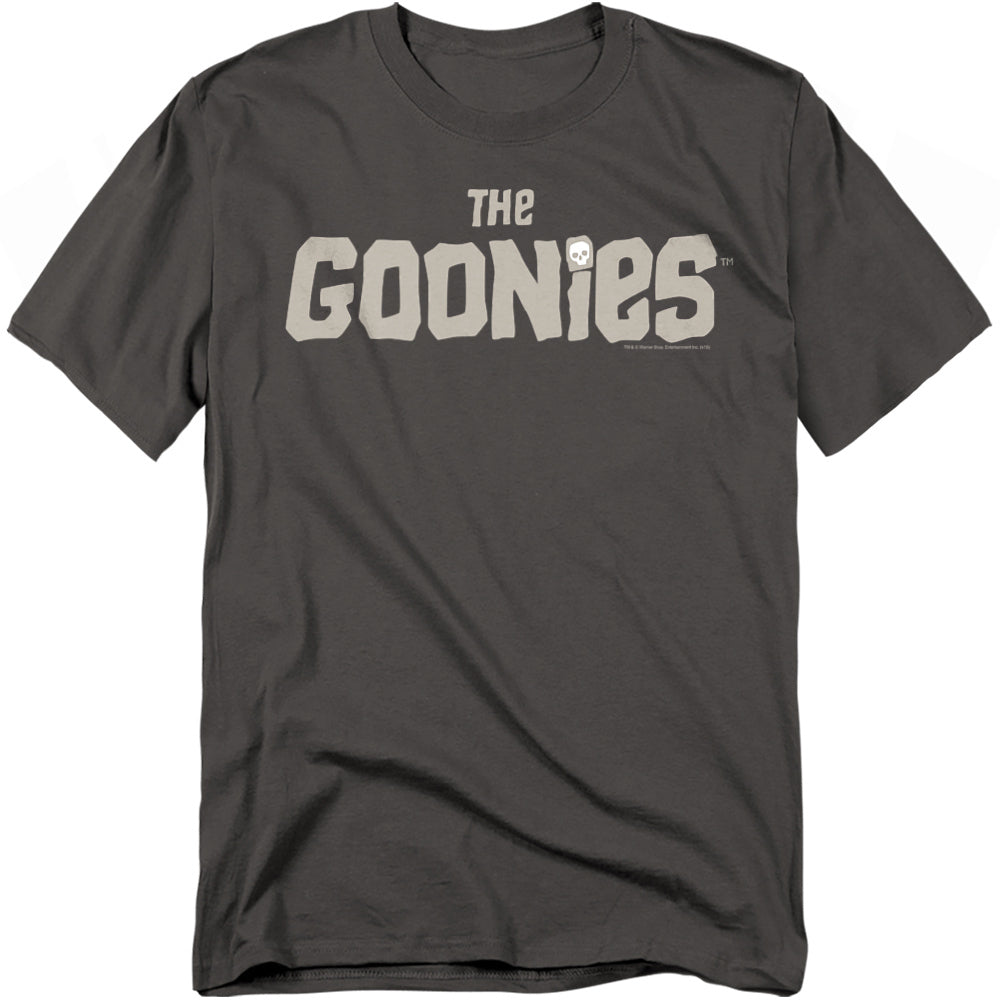 Gray t-shirt with 'The Goonies' logo on a white background