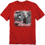 Red T-shirt featuring Flick’s tongue stuck to a frozen pole with “Merrwy Chwithmuth!” text.