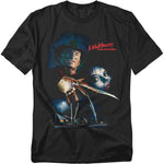 Black t-shirt with 'A Nightmare on Elm Street' graphic design featuring Freddy Krueger.
