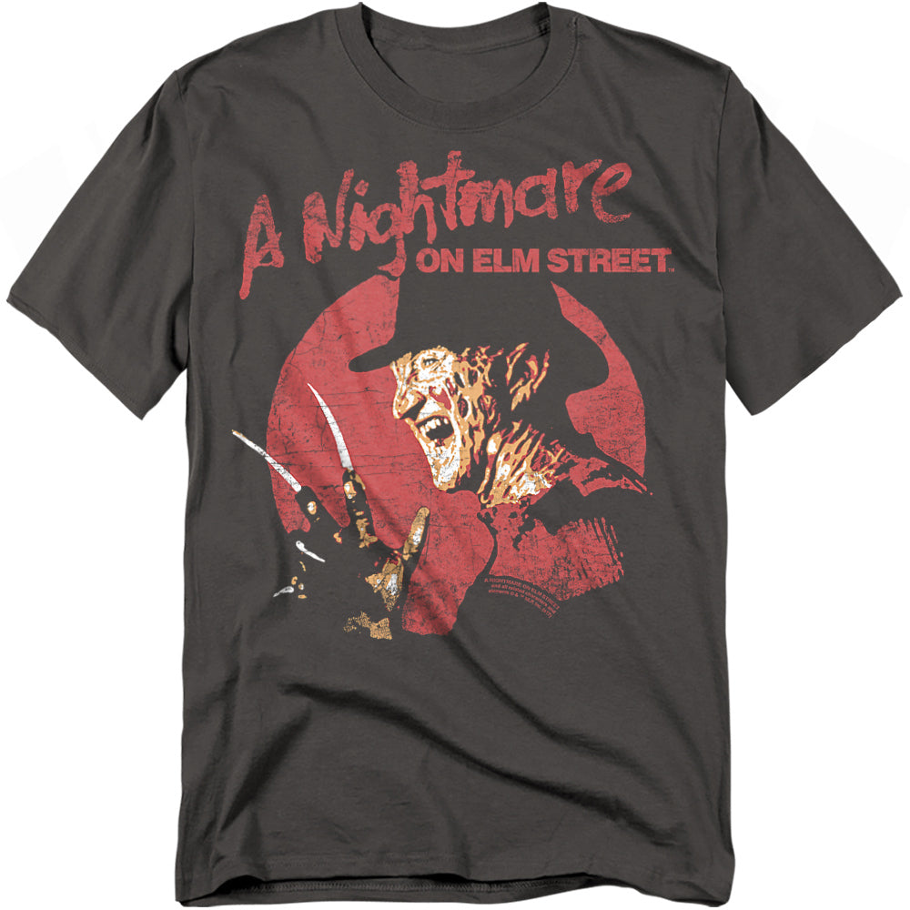 T-shirt with 'A Nightmare on Elm Street' graphic design featuring Freddy Krueger.