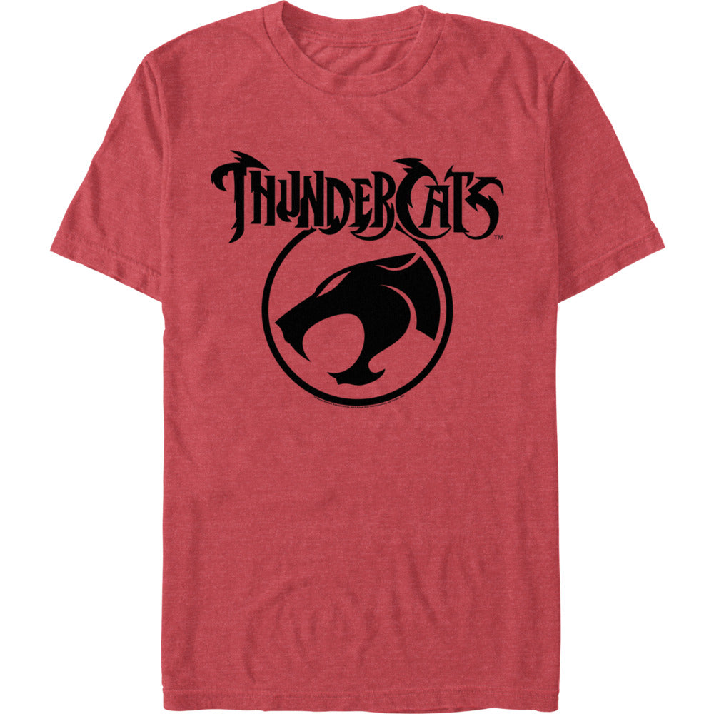 ThunderCats logo symbol t-shirt featuring classic 1980s Cat’s Head emblem on red heather