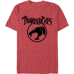 ThunderCats logo symbol t-shirt featuring classic 1980s Cat’s Head emblem on red heather