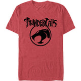ThunderCats logo symbol t-shirt featuring classic 1980s Cat’s Head emblem on red heather