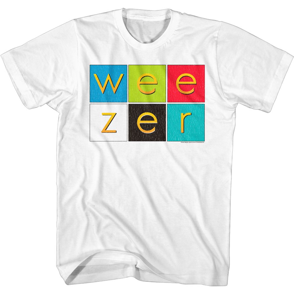 officially licensed Weezer Album Color Squares White T-Shirt tee