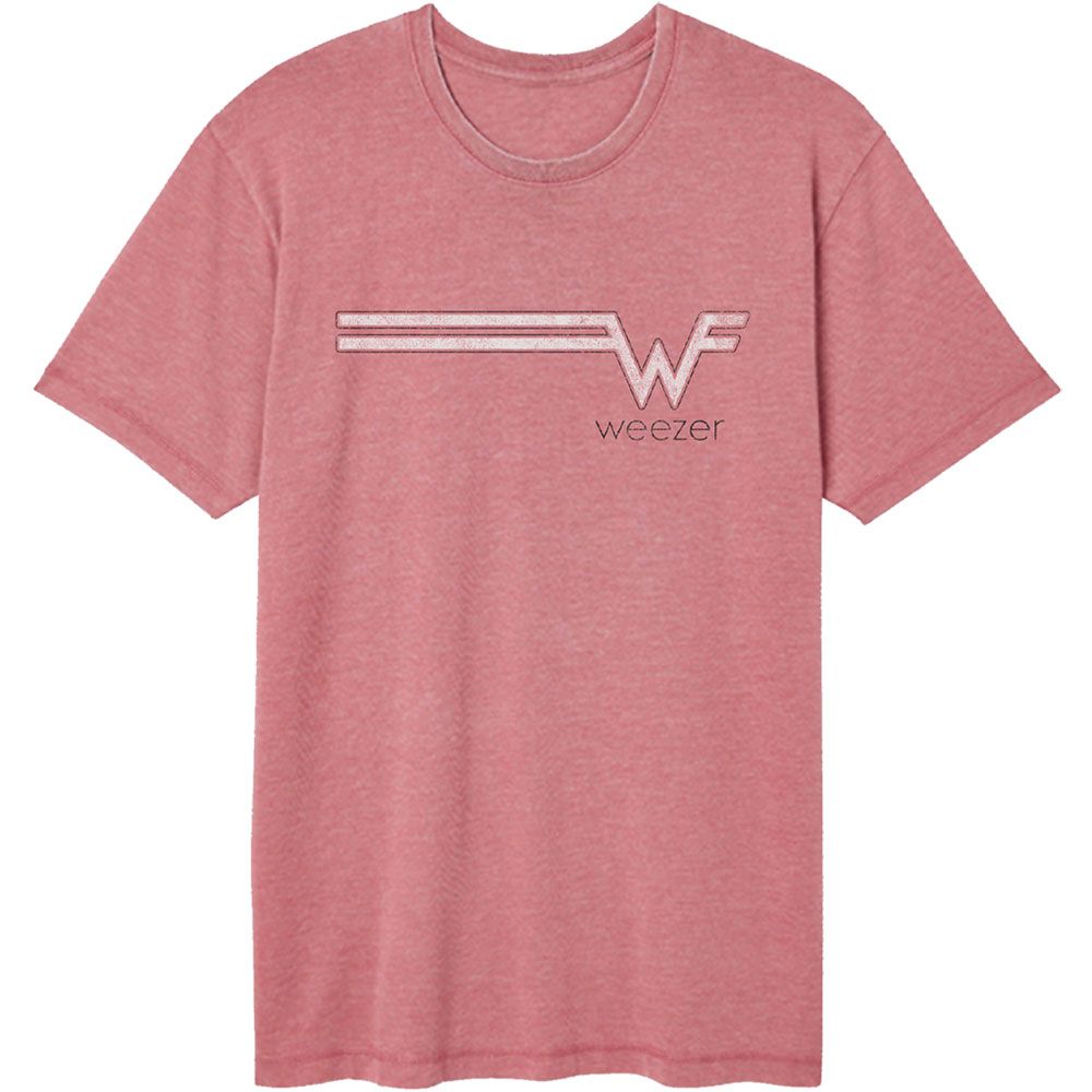 officially licensed Weezer Striped Logo Rouge Vintage Wash T-Shirt tee