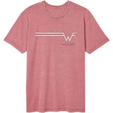 officially licensed Weezer Striped Logo Rouge Vintage Wash T-Shirt tee