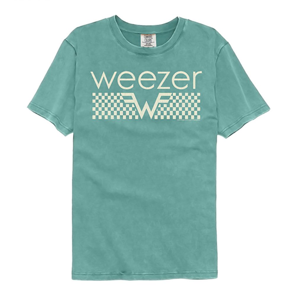 officially licensed Weezer Off-White Checkers Seafoam T-Shirt tee