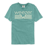officially licensed Weezer Off-White Checkers Seafoam T-Shirt tee