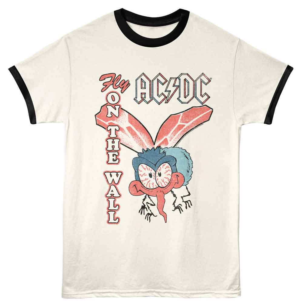 Officially licensed AC/DC Fly on the Wall ringer t-shirt with vintage 1980s album artwork