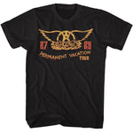 Black Aerosmith T-shirt featuring 87 88 Permanent Vacation Tour graphic with distressed wings logo