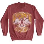 Officially licensed Aerosmith Boston vintage winged logo sweatshirt in maroon