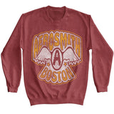 Officially licensed Aerosmith Boston vintage winged logo sweatshirt in maroon