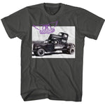 Black Aerosmith T-shirt featuring Pump album truck photo with purple Aerosmith logo