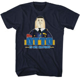 Navy T-shirt featuring Otto the inflatable autopilot in a pilot uniform with the text “Otto Is My Co-Pilot.”