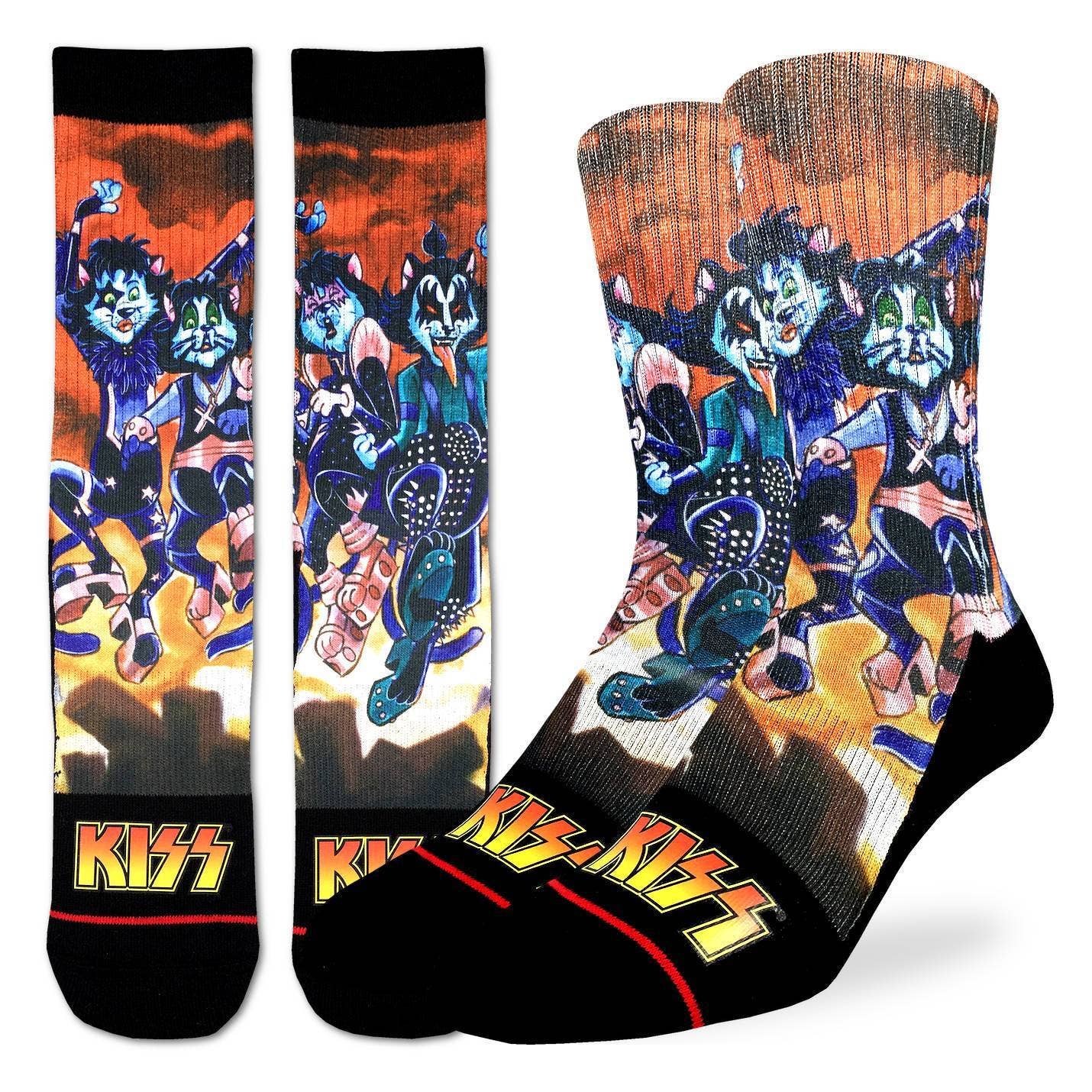 Men's Kiss cartoon band crew socks