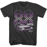 Officially licensed Back to the Future 88 MPH DeLorean checkerboard t-shirt