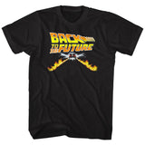 Officially licensed Back to the Future DeLorean fire tracks logo t-shirt