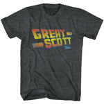 Officially licensed Back to the Future Great Scott retro gradient logo t-shirt