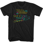 Officially licensed Back to the Future neon DeLorean outline t-shirt with retro lightning design