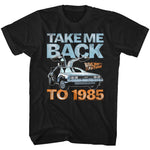 Officially licensed Back to the Future Take Me Back to 1985 DeLorean graphic t-shirt