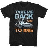 Officially licensed Back to the Future Take Me Back to 1985 DeLorean graphic t-shirt