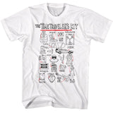Officially licensed Back to the Future Time Traveler’s Kit graphic diagram t-shirt