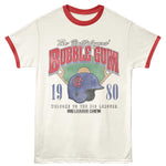 Officially licensed Big League Chew Ballplayers Bubble Gum 1980 ringer t-shirt with vintage baseball helmet graphic