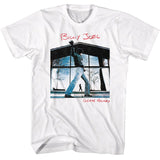Billy Joel Glass Houses album cover artwork printed on a white T-shirt