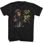 Black Billy Joel You May Be Right T-shirt featuring Billy Joel on a motorcycle