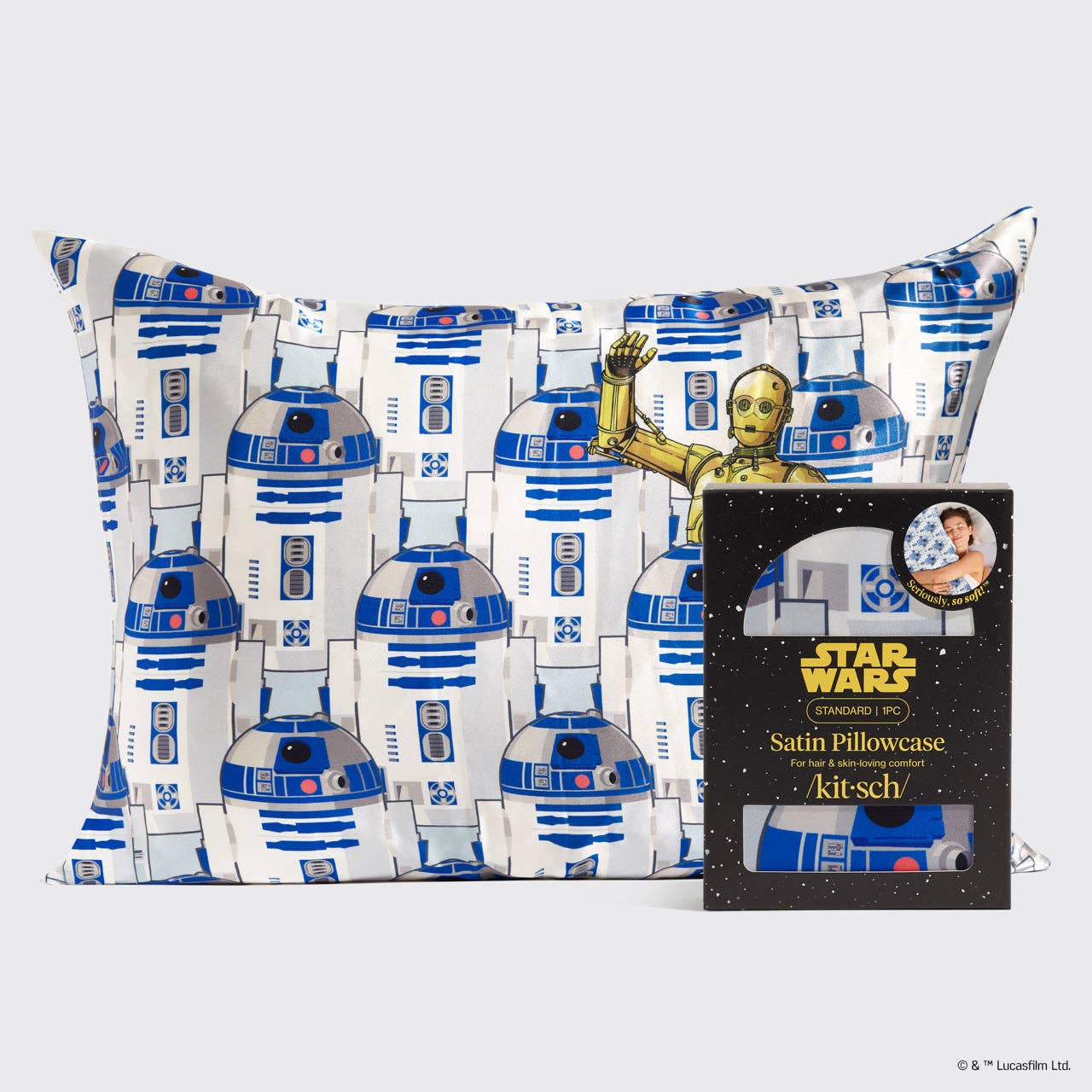 Star Wars x Kitsch R2-D2 C-3PO satin pillowcase