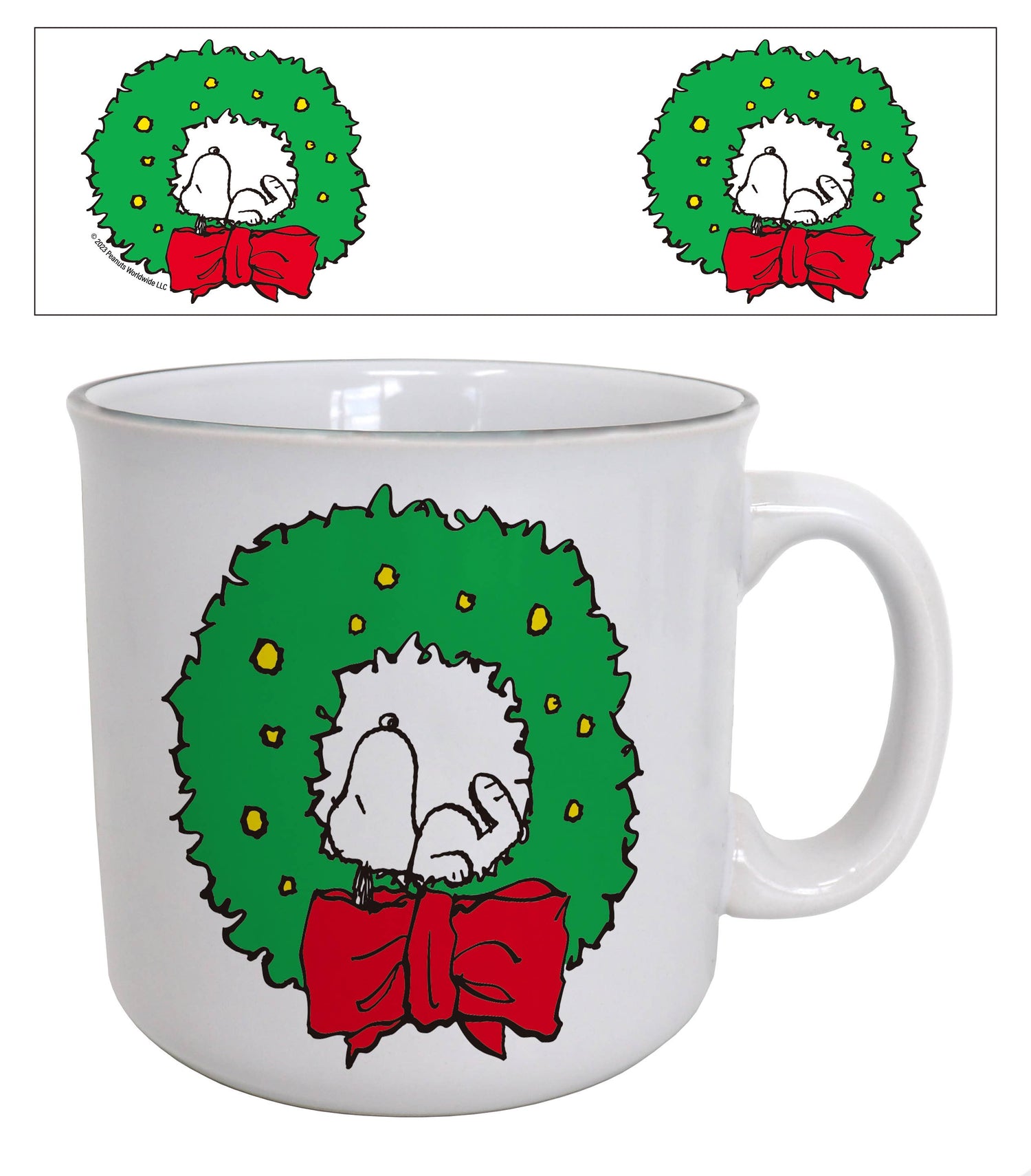 Snoopy Christmas Wreath Camper Mug (20oz)