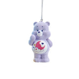 Purple Care Bears ornament with pink moon and cloud belly badge, hanging from a silver loop.