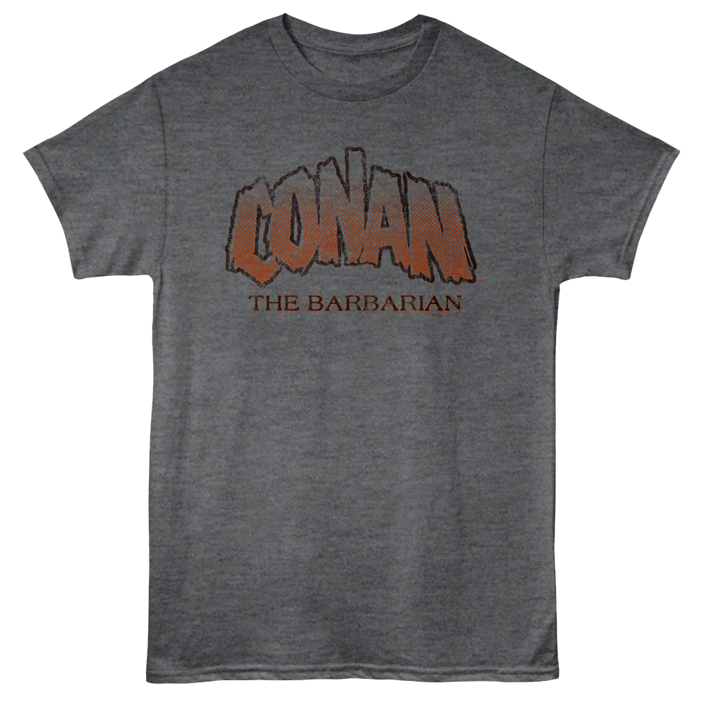 Conan the Barbarian T-shirt featuring classic Conan logo artwork in a retro distressed style