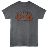 Conan the Barbarian T-shirt featuring classic Conan logo artwork in a retro distressed style