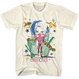 Cream Culture Club T-shirt featuring a colorful 1984 Boy George “Boy Battle” retro graphic with stars and city skyline.
