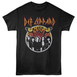 Black T-shirt featuring Def Leppard logo with band portrait and leopard eyes graphic