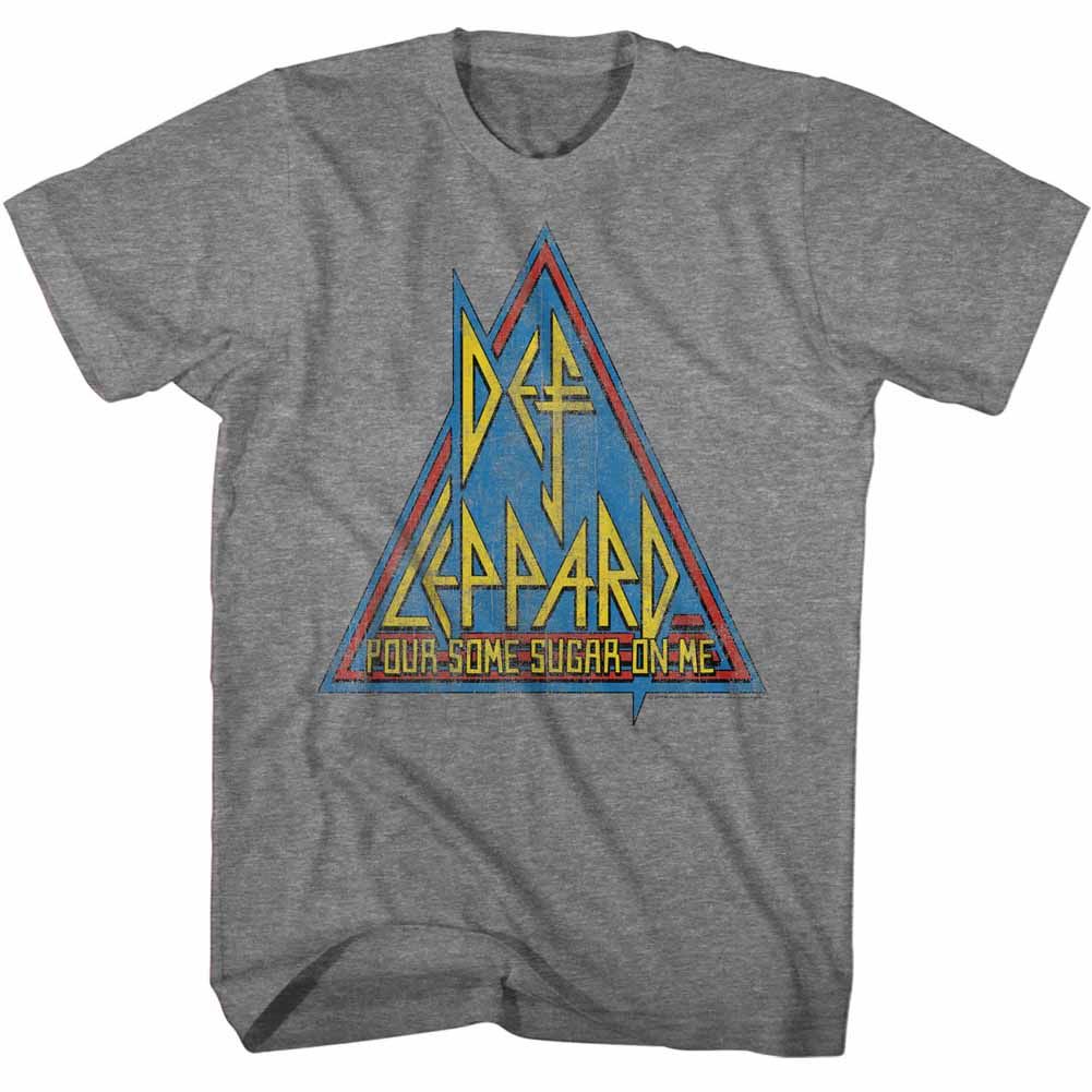 Def Leppard Pour Some Sugar On Me triangle logo graphic officially licensed T-shirt
