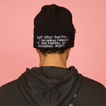 Peanuts The Great Pumpkin Charlie Brown black knit beanie
