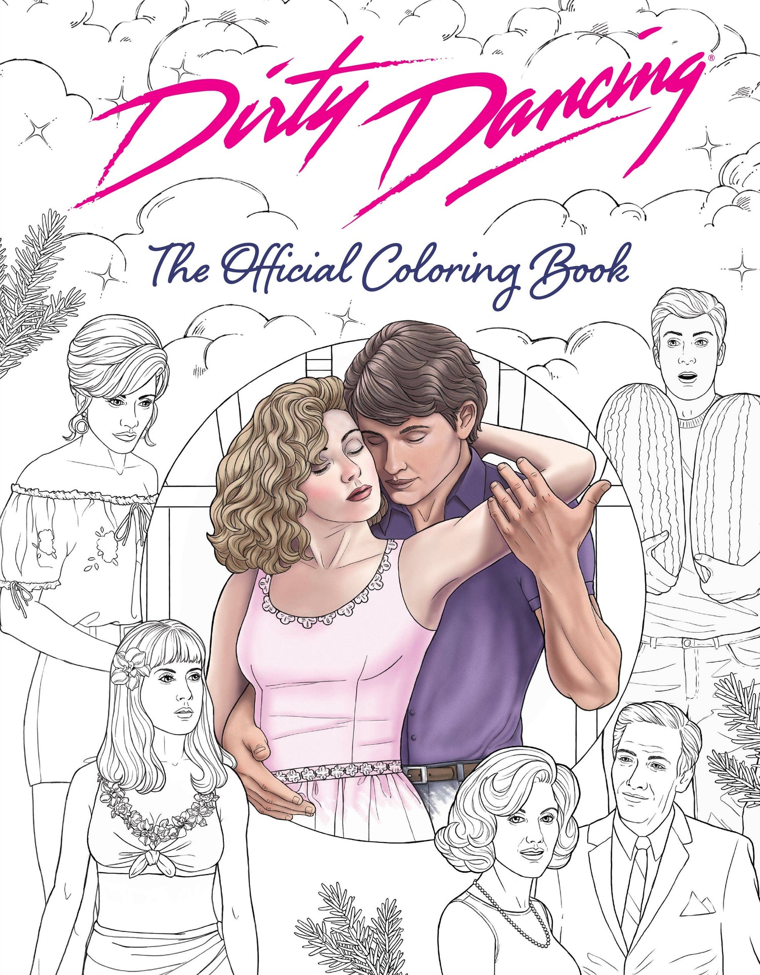 Coloring book cover for 'Dirty Dancing' with characters and title.