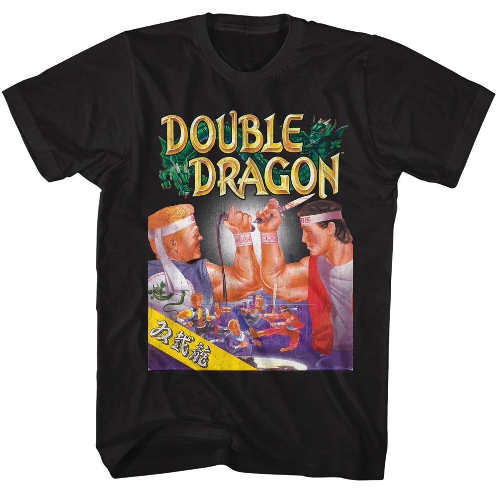 Black T-shirt featuring Double Dragon arcade-style artwork and the Double Dragon title.