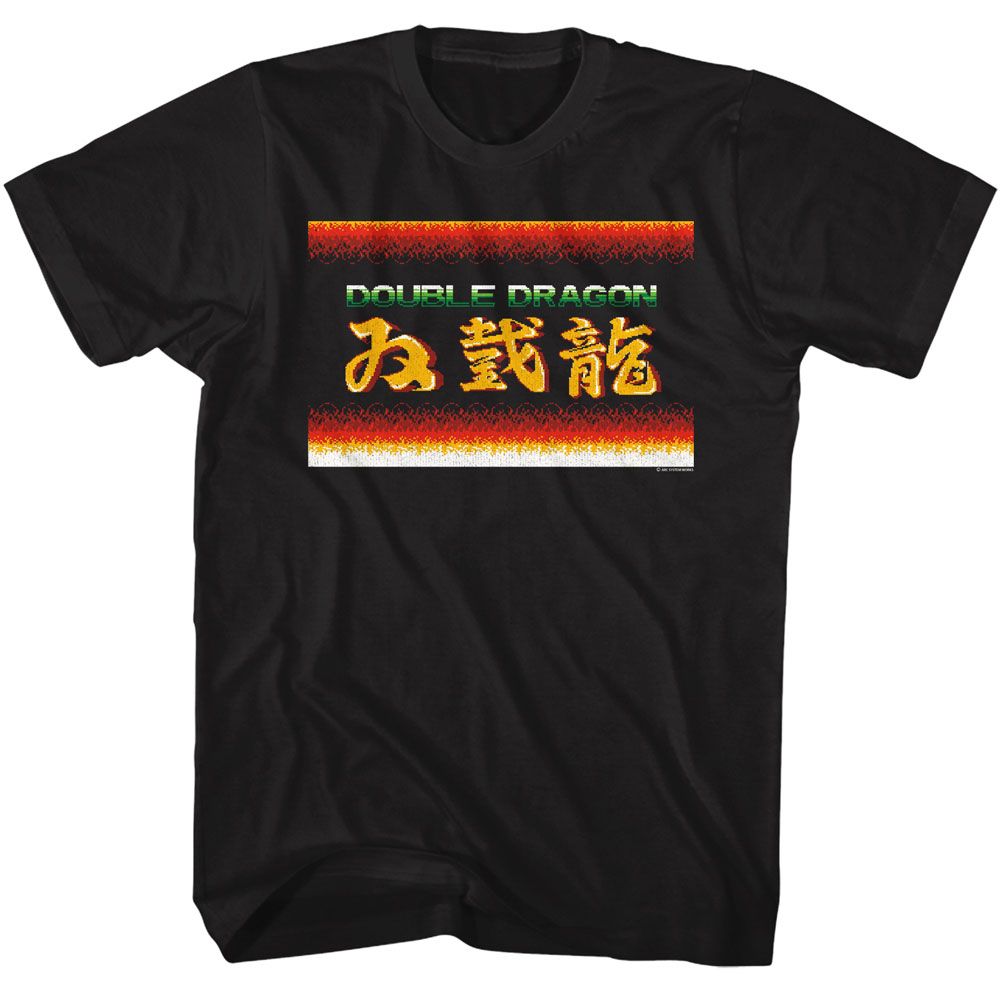 Black t-shirt with the Double Dragon logo title screen from the video game.