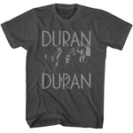 Duran Duran band photo logo graphic on black T-shirt