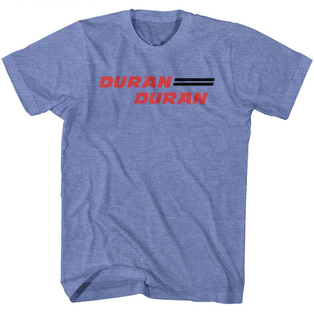 Duran Duran red logo graphic on blue T-shirt