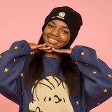 Peanuts The Great Pumpkin Charlie Brown black knit beanie