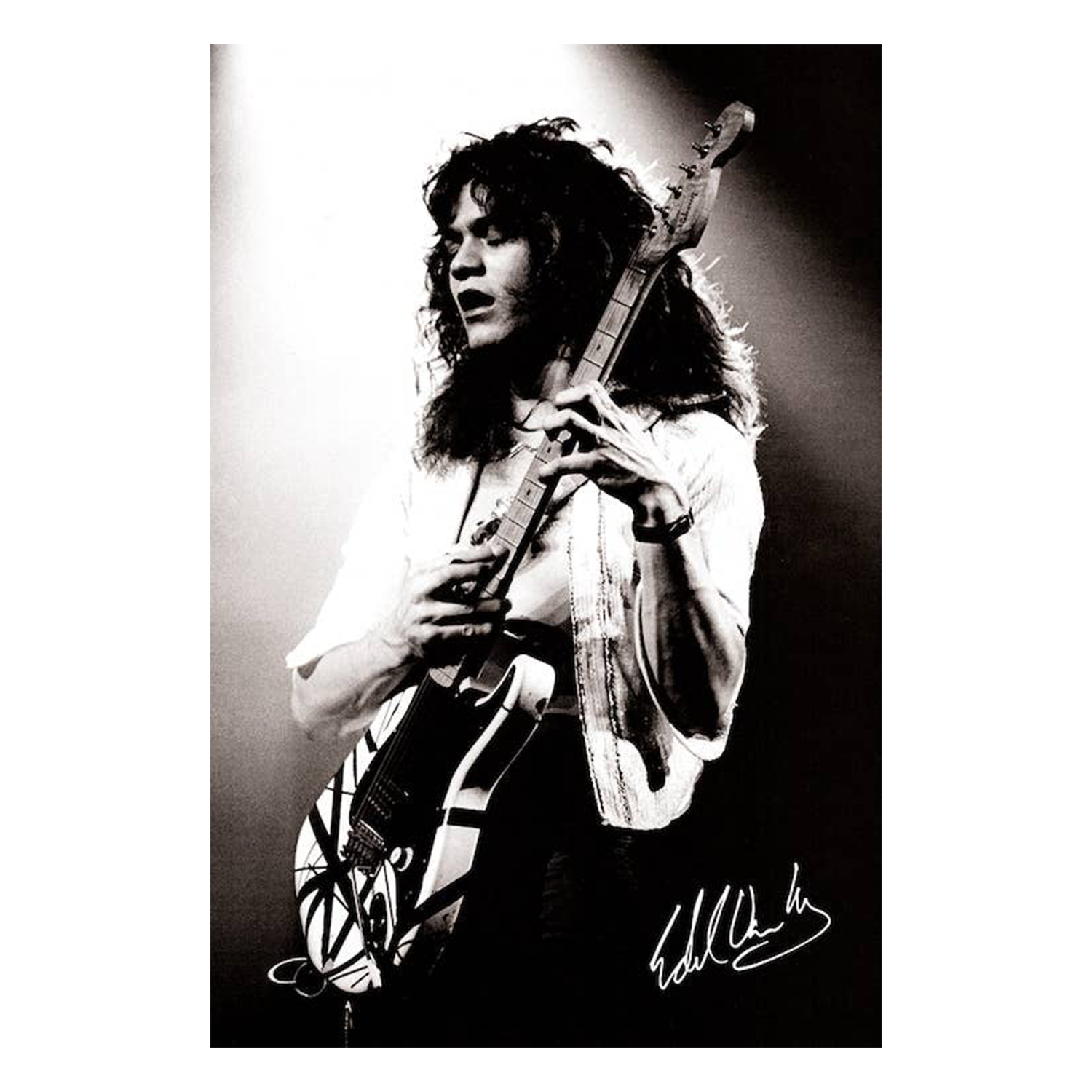 Eddie Van Halen Black & White Rock n Roll Music Poster