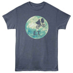 Officially licensed E.T. the Extra-Terrestrial t-shirt featuring moon bicycle silhouette inside circular graphic