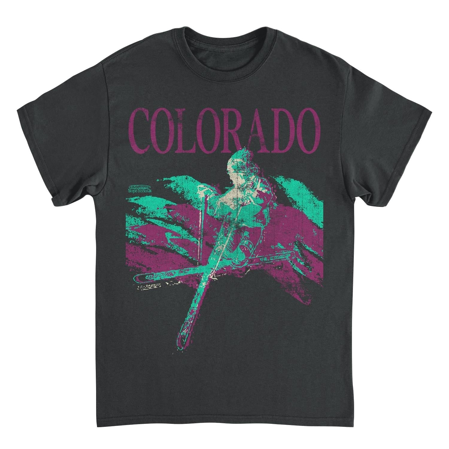 Retro Skiing & Snowboarding Colorado Black T-Shirt