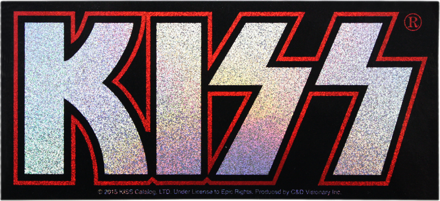 KISS  - Glittery Silver And Black Logo Sticker